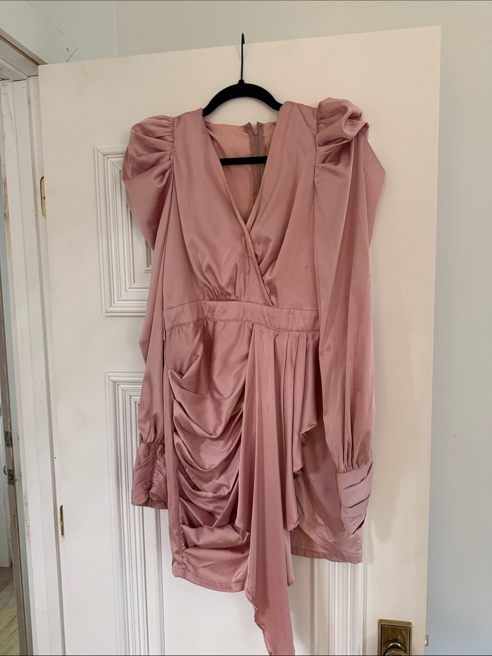 Dusty Rose Satin Mini Dress with Draped Detail